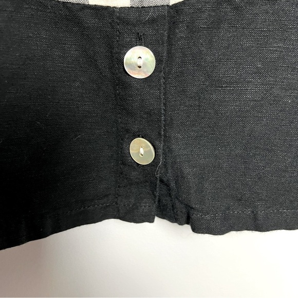 Toofan 100% Linen Black and Natural Checkered Block Print Lagenlook Artsy Top - Picture 10 of 11